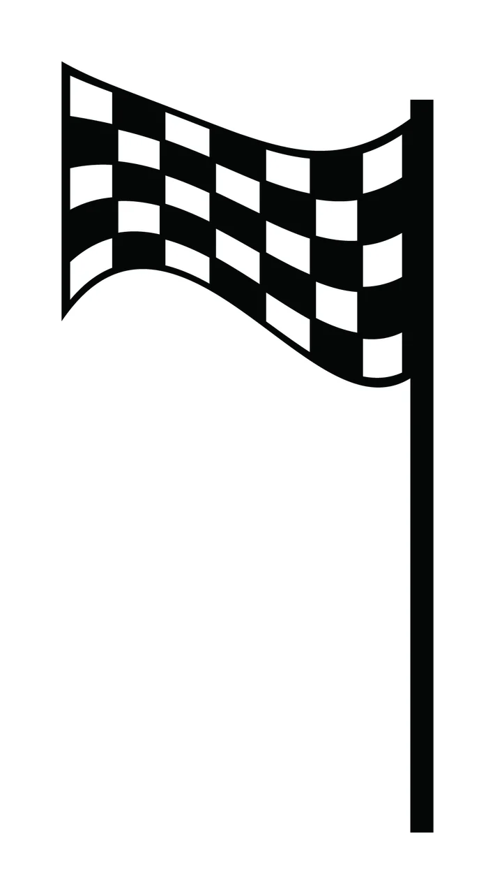 Black And White Checkered Finish Line Flag waving pole checkerboard