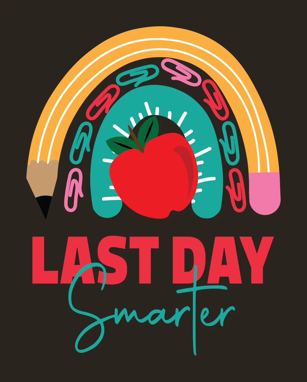 Last Day Smarter Rainbow Paperclips Curve apple black plain contrast preview thumbnail