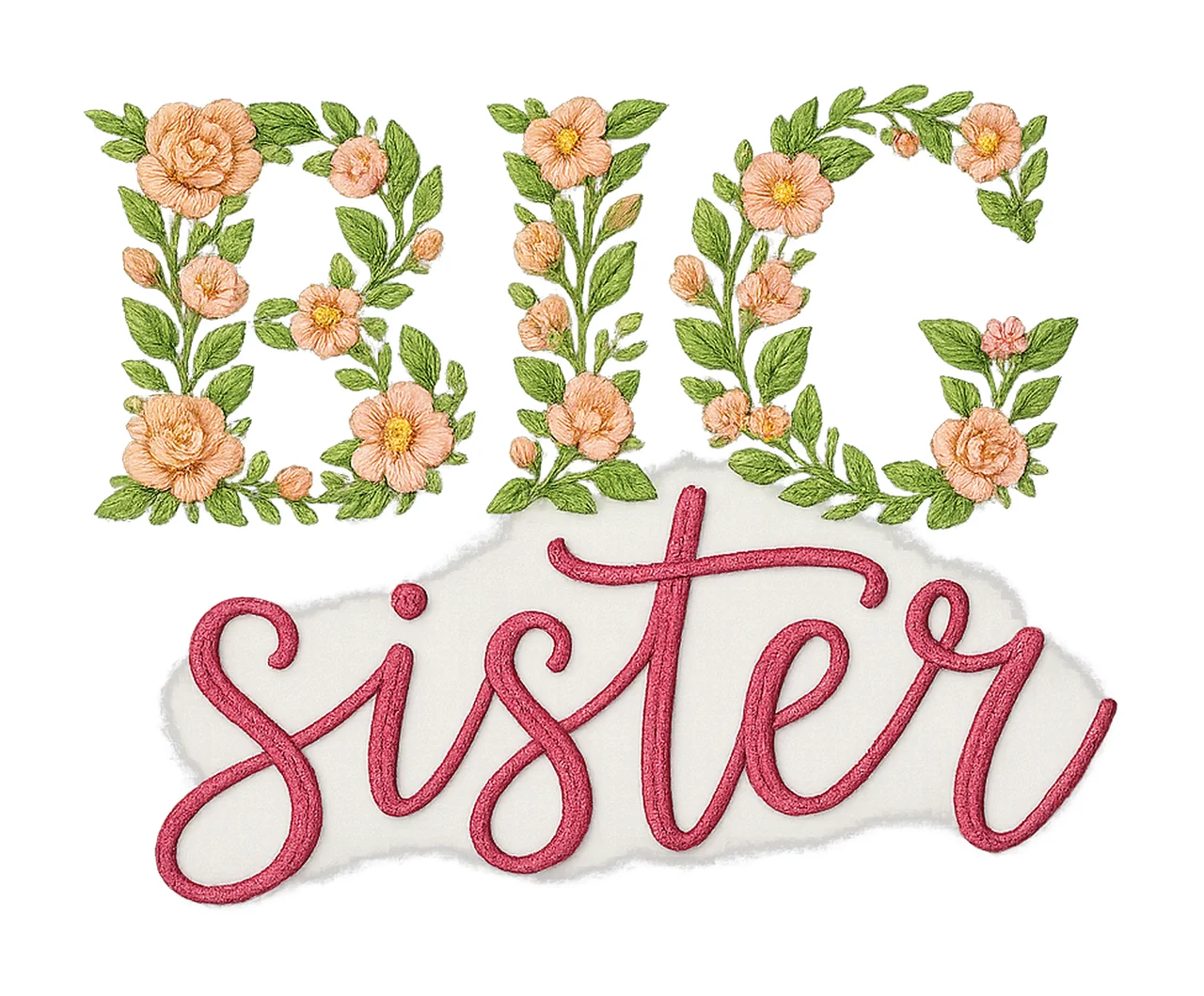 Embroidered Floral Big Sister Pregnancy Announcement Design