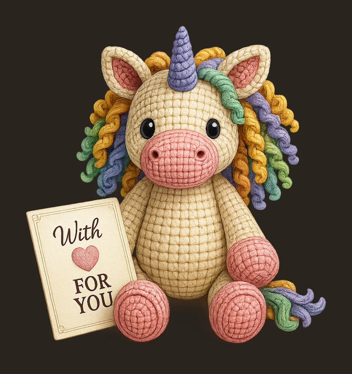 Magical Crochet Rainbow Unicorn Baby Girl Plush Toy Design contrast preview thumbnail