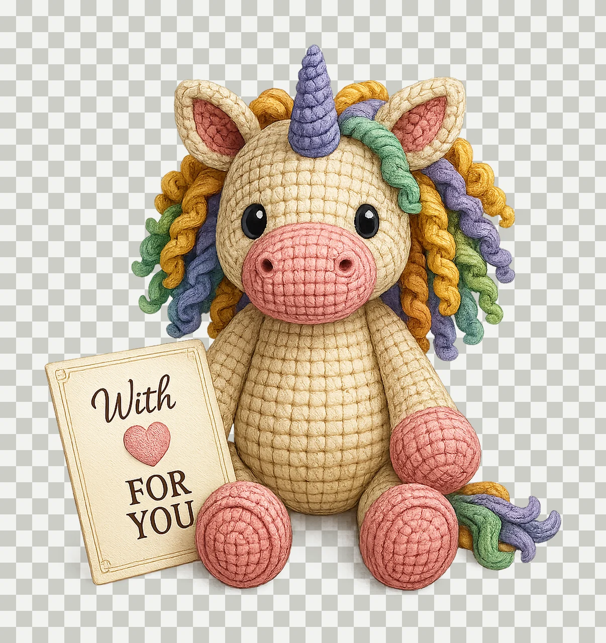 Magical Crochet Rainbow Unicorn Baby Girl Plush Toy Design transparency and detail preview thumbnail