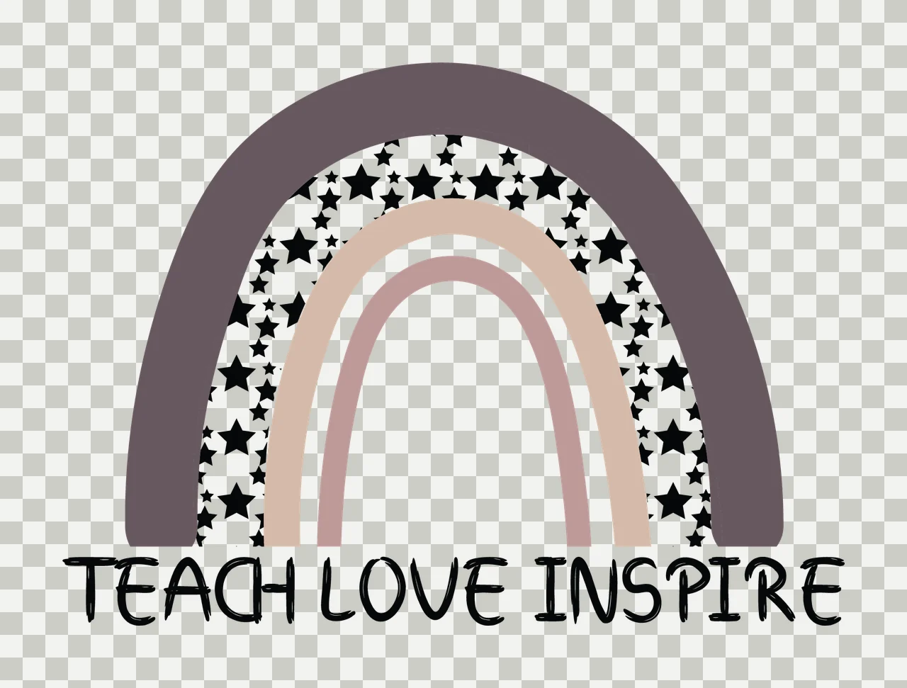 Rainbow Teach Love Inspire Star Silhouette and text Layered transparency and detail preview thumbnail