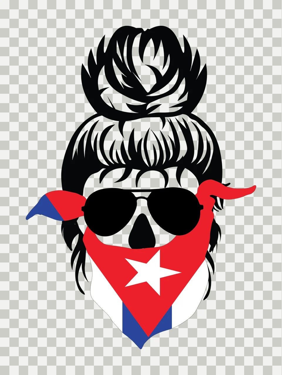 Skull Bandana With Sunglasses Topknot Hair silhouette graphic transparency and detail preview thumbnail
