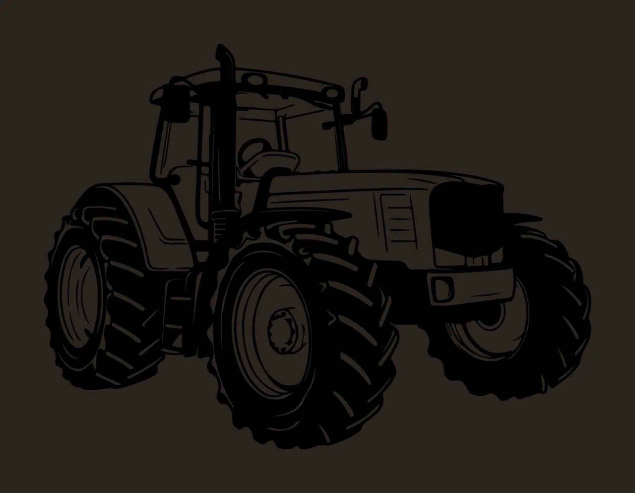 Black And White Farm Tractor Graphic static wheels line art contrast preview thumbnail
