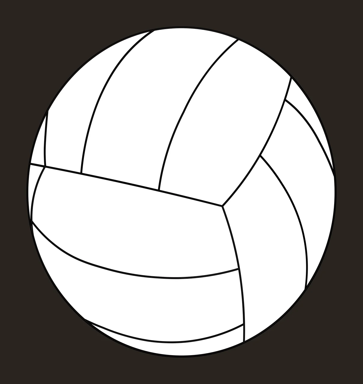 Line Art Illustration of volleyball with panels, sports ball, coloring page and black and white contrast preview thumbnail