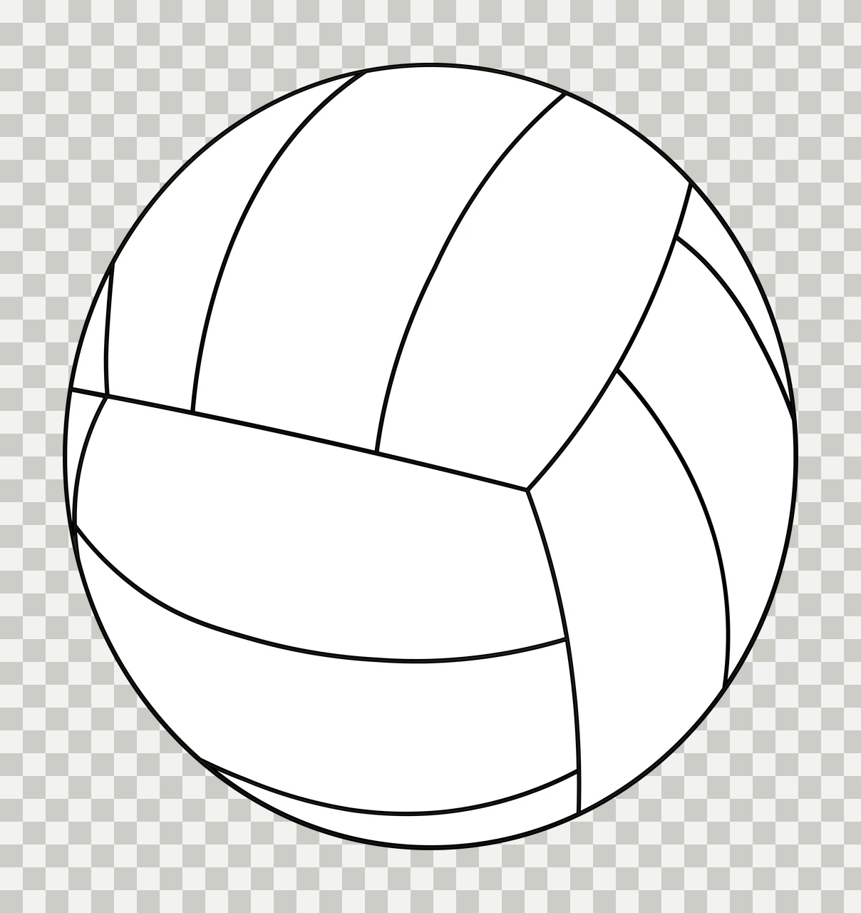 Line Art Illustration of volleyball with panels, sports ball, coloring page and black and white transparency and detail preview thumbnail