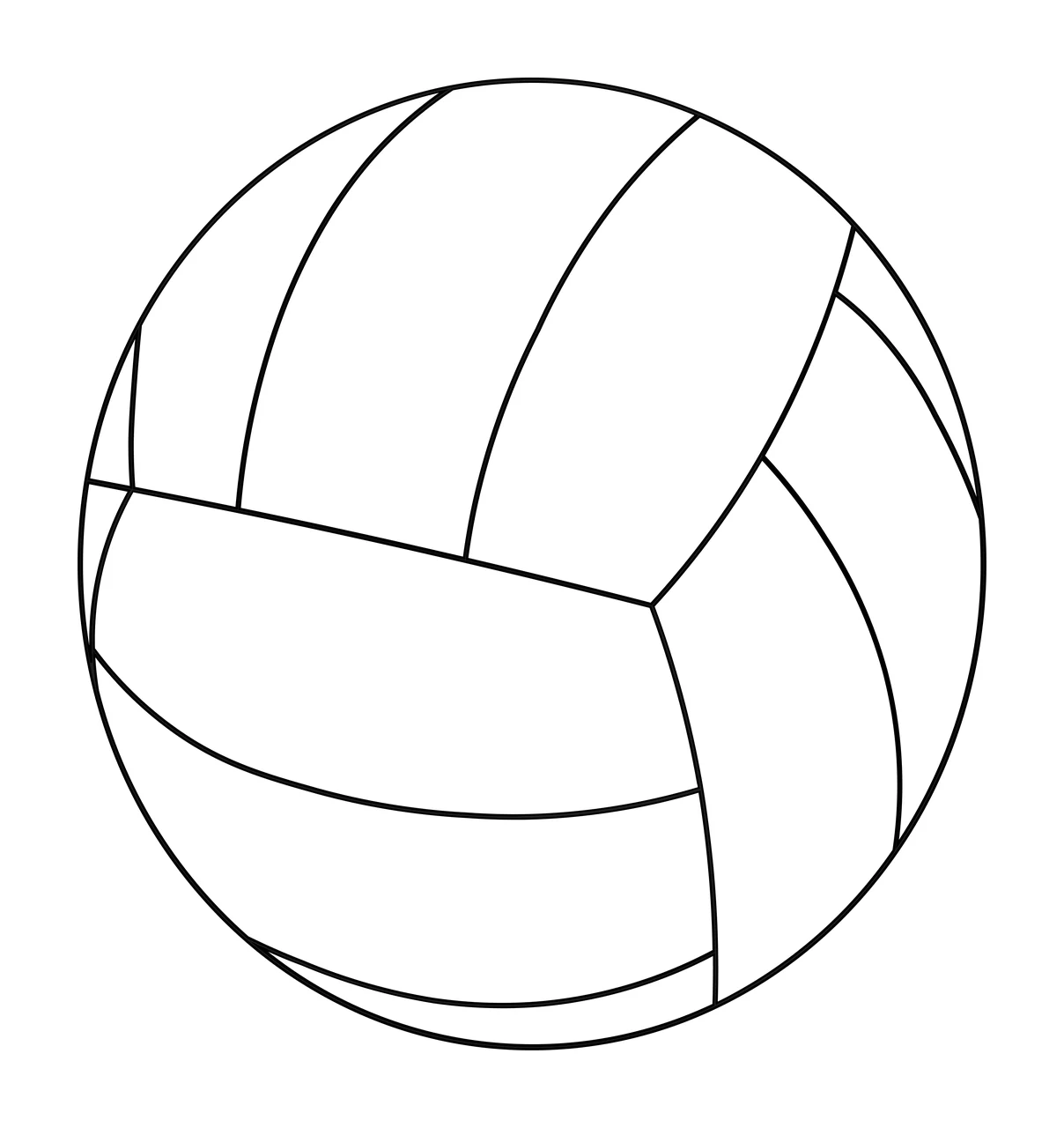 Line Art Illustration of volleyball with panels, sports ball, coloring page and black and white