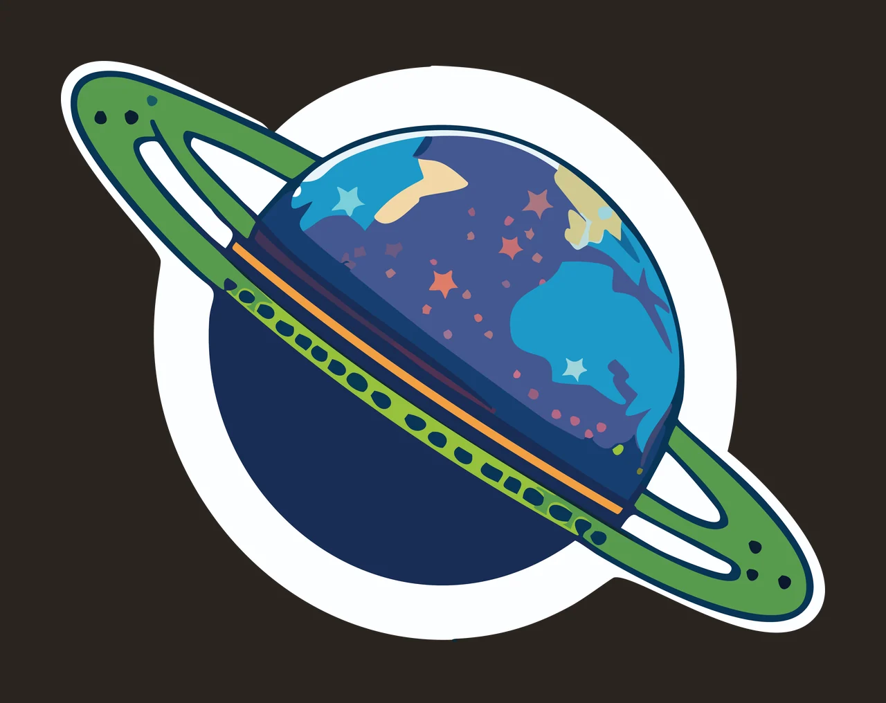 Space Saturn Planet Silhouette With Rings orbiting ring black contrast preview thumbnail