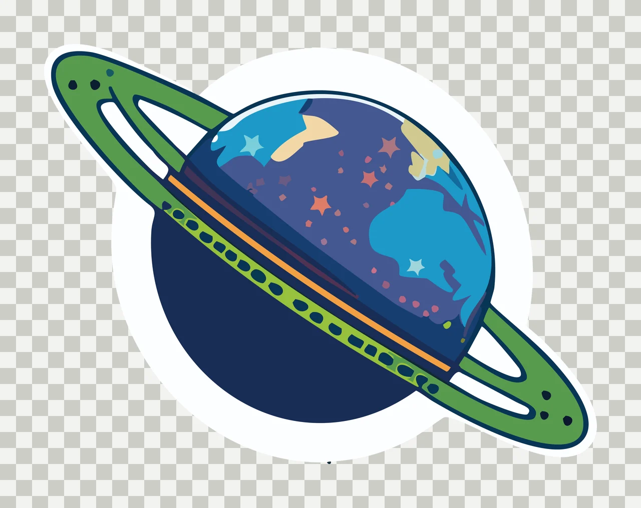 Space Saturn Planet Silhouette With Rings orbiting ring black transparency and detail preview thumbnail