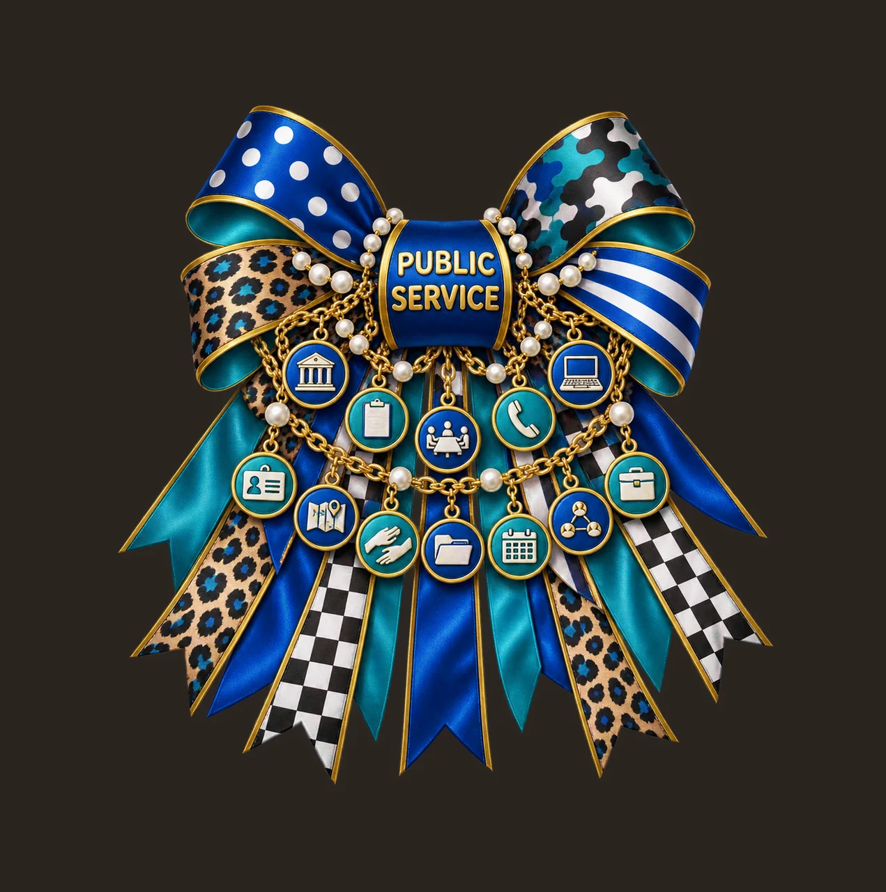 Public Service Professional Bow Charm PNG, Gold Chain Charms, Transparent Sublimation Design, Digital Download contrast preview thumbnail