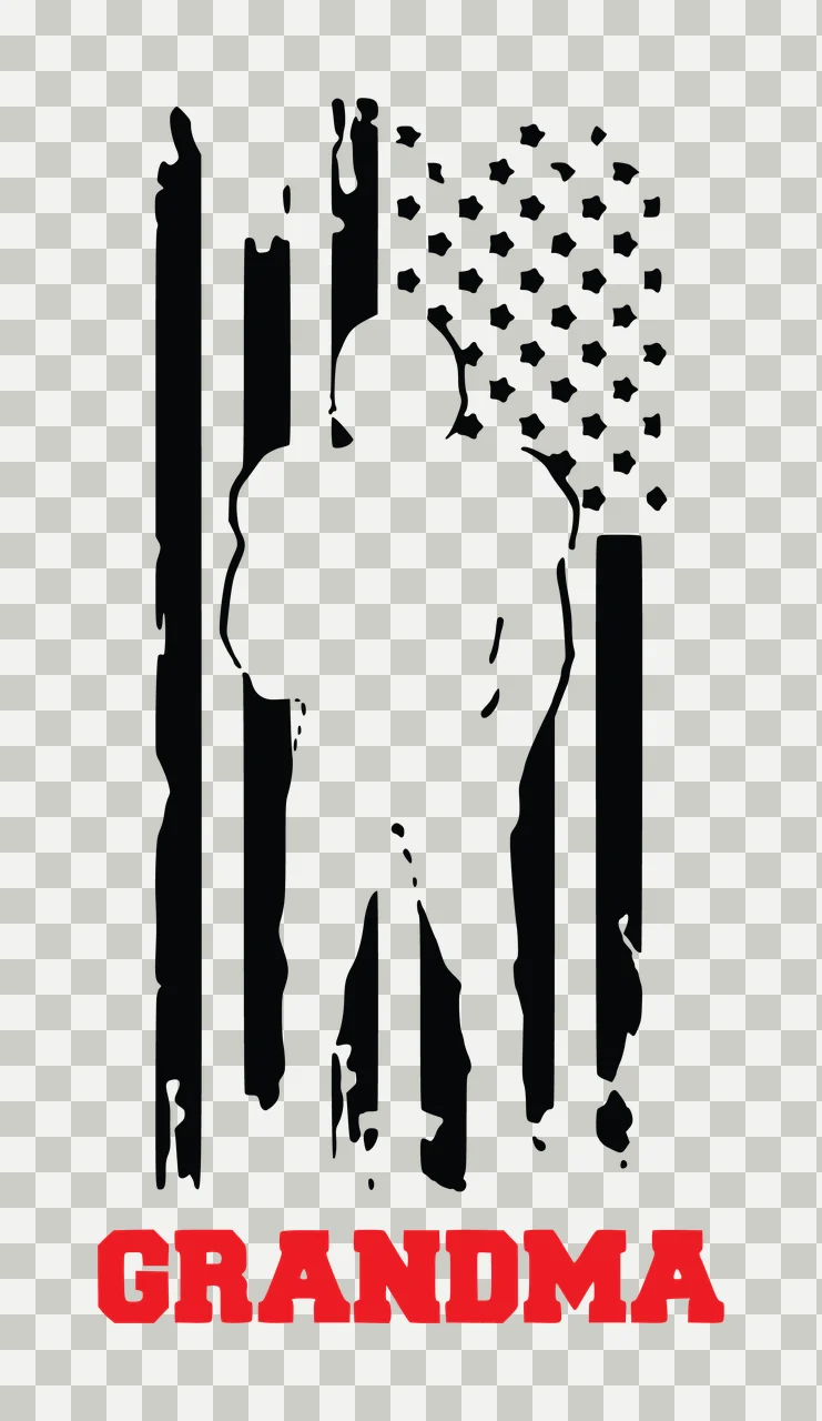 Football Grandma American Flag Player Silhouette standing distressed transparency and detail preview thumbnail