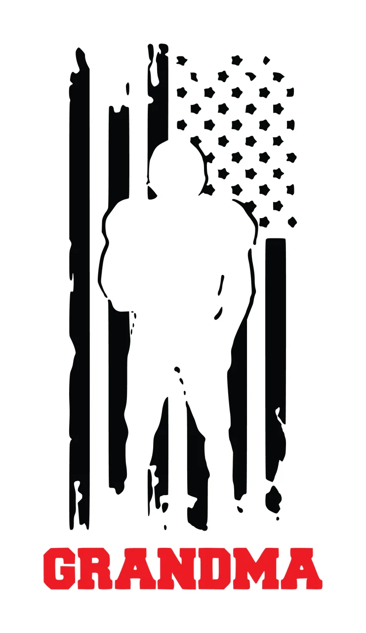 Football Grandma American Flag Player Silhouette standing distressed