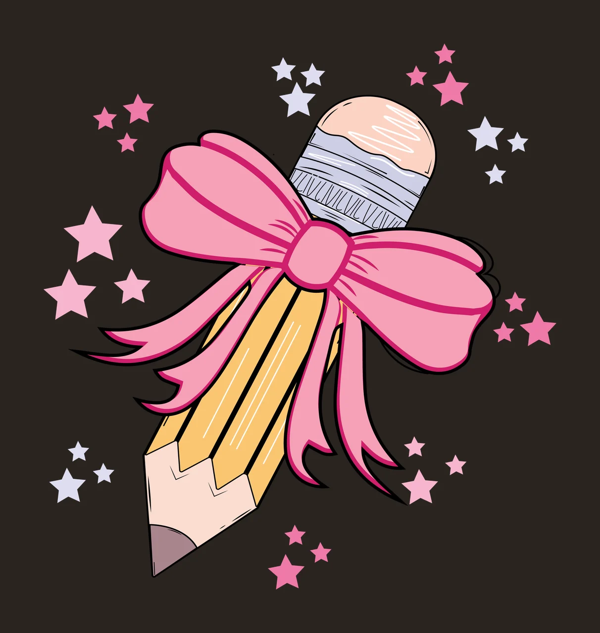 Ribbon Bow With Scattered Stars Graphic floating star minimalist contrast preview thumbnail