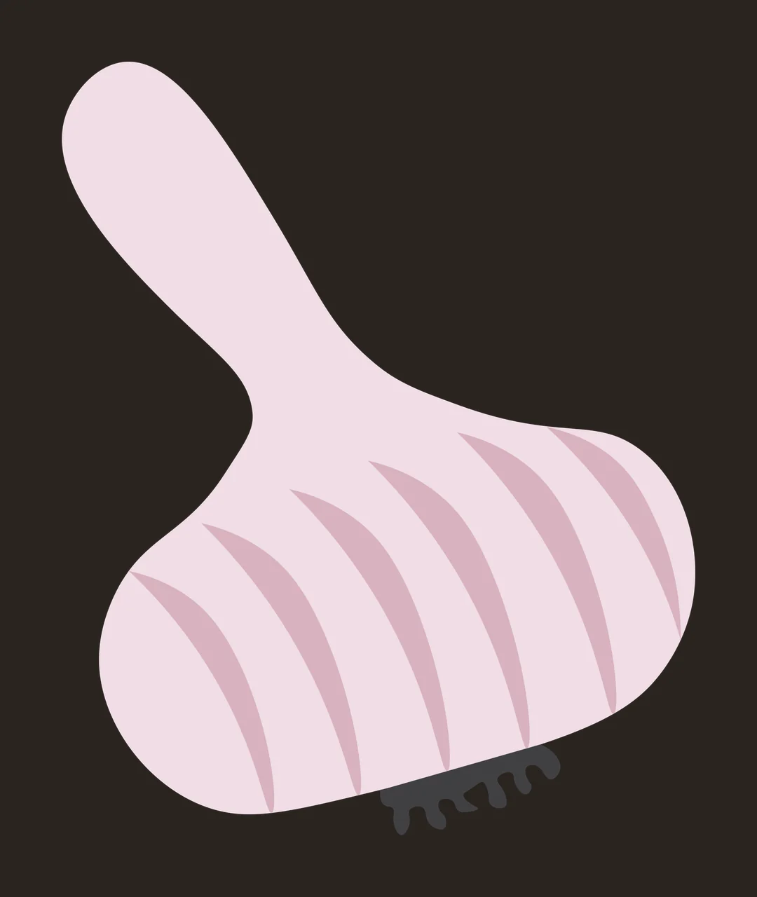 Garlic bulb Illustration with stem, roots and clove lines in pink, dusty rose and grey contrast preview thumbnail