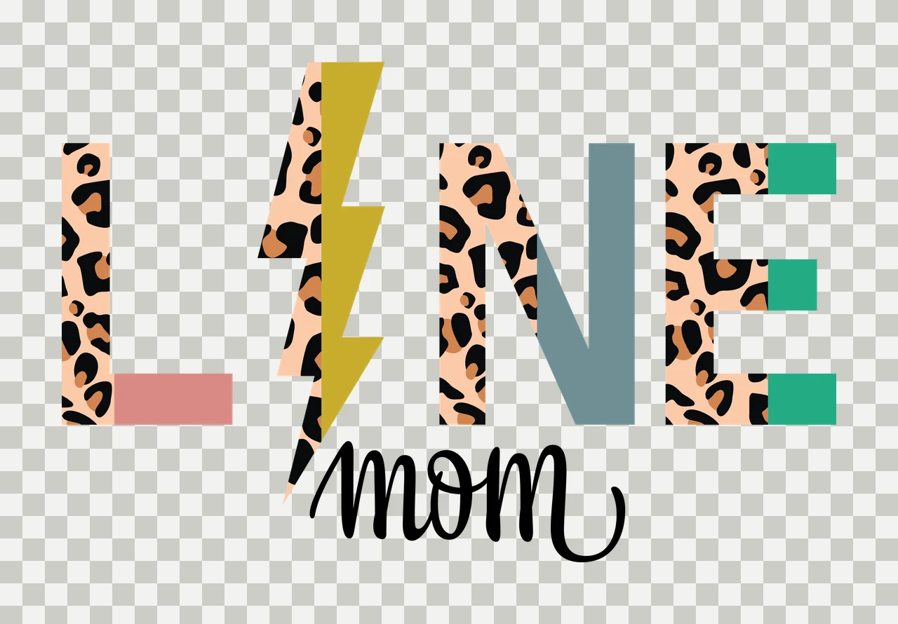 Line Mom Leopard Text With Lightning typography decorating transparency and detail preview thumbnail