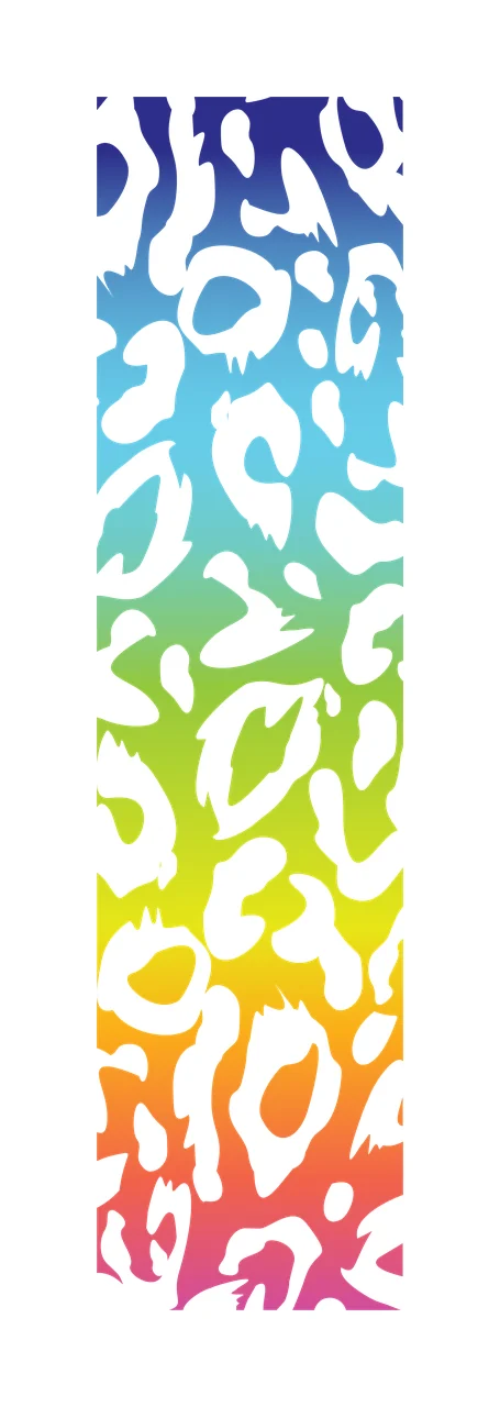 Rainbow leopard print with animal spots rainbow gradient vertical strip and vibrant animal print in blue cyan and green