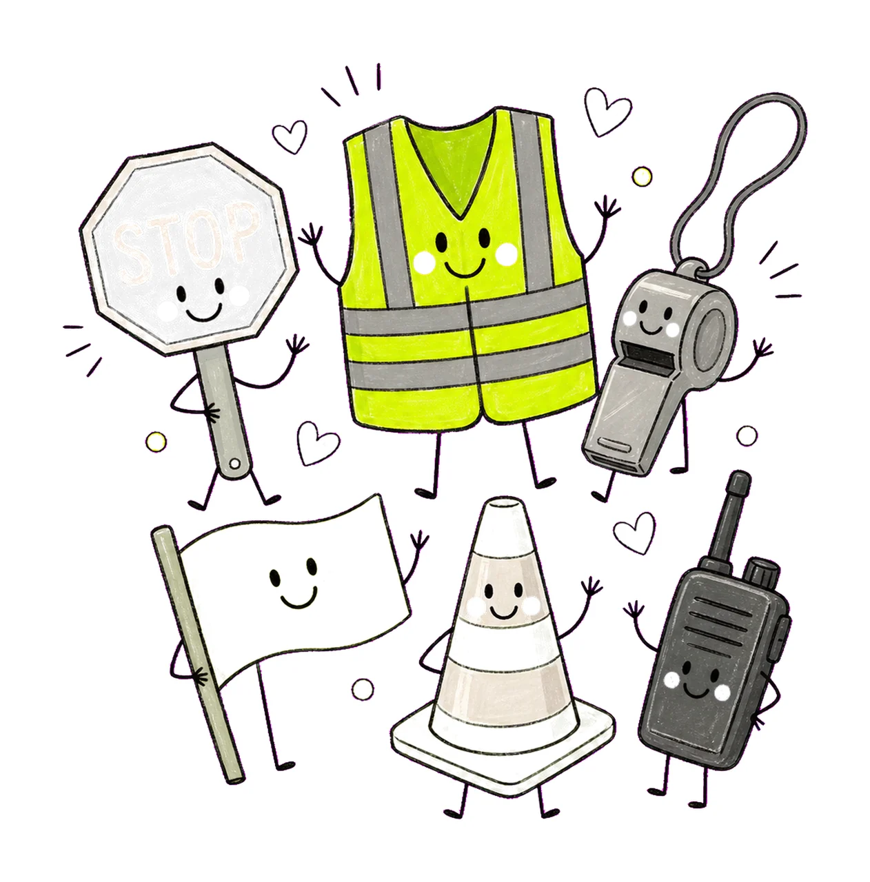 Crossing Guard School Employee Doodles Cute Variation B
