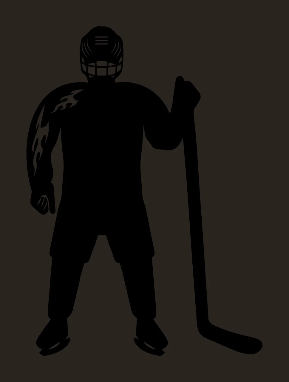 Hockey Player Standing With Stick And Helmet contrast preview thumbnail