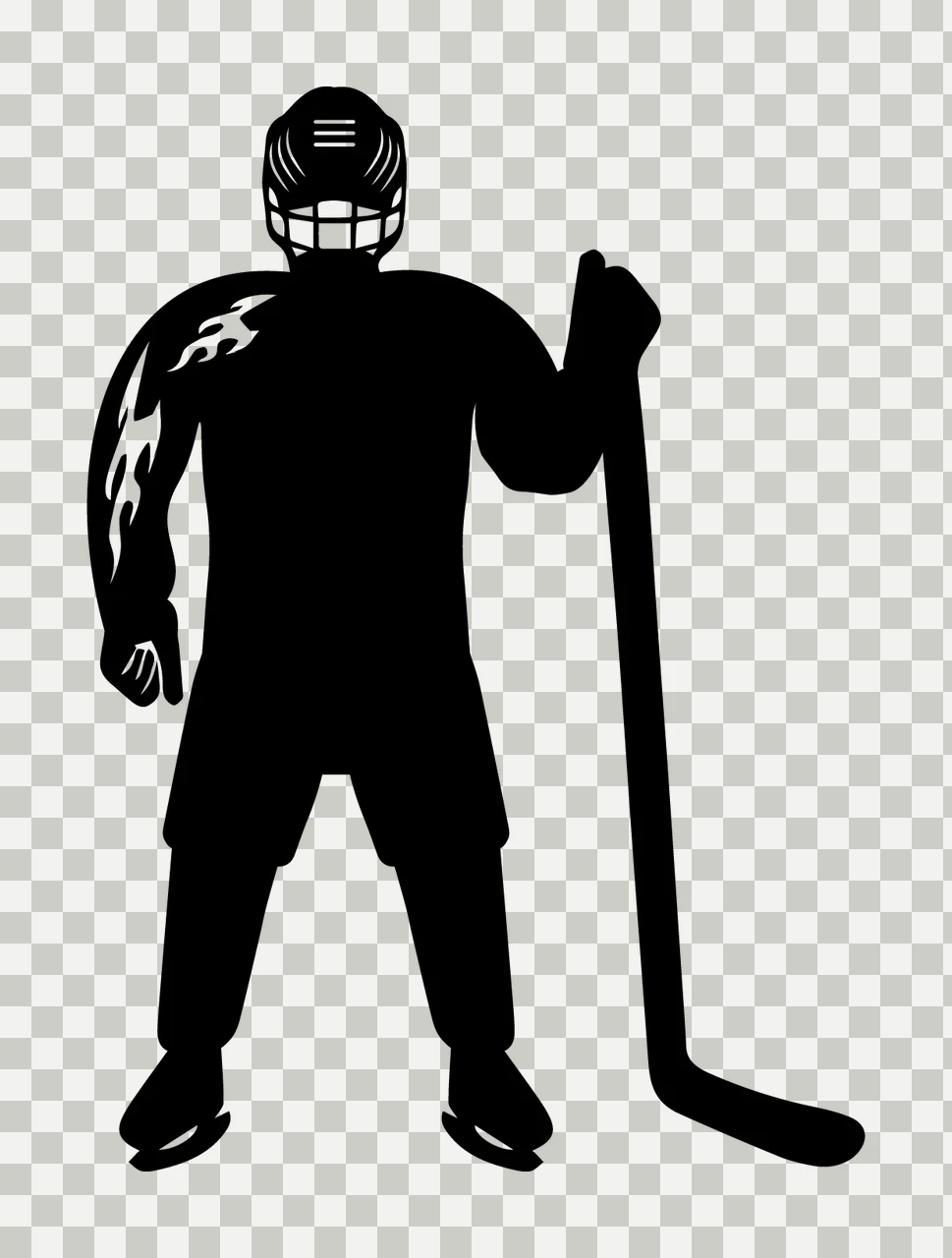 Hockey Player Standing With Stick And Helmet transparency and detail preview thumbnail