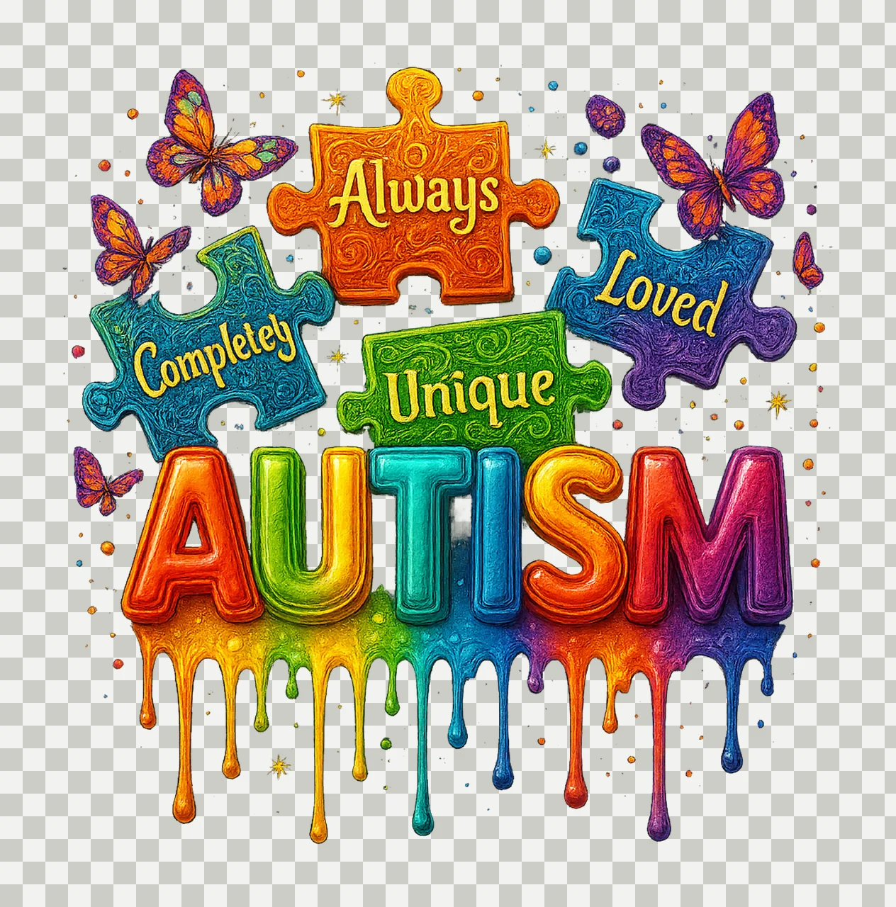 Autism Awareness Puzzle Piece Rainbow Design Sublimation transparency and detail preview thumbnail