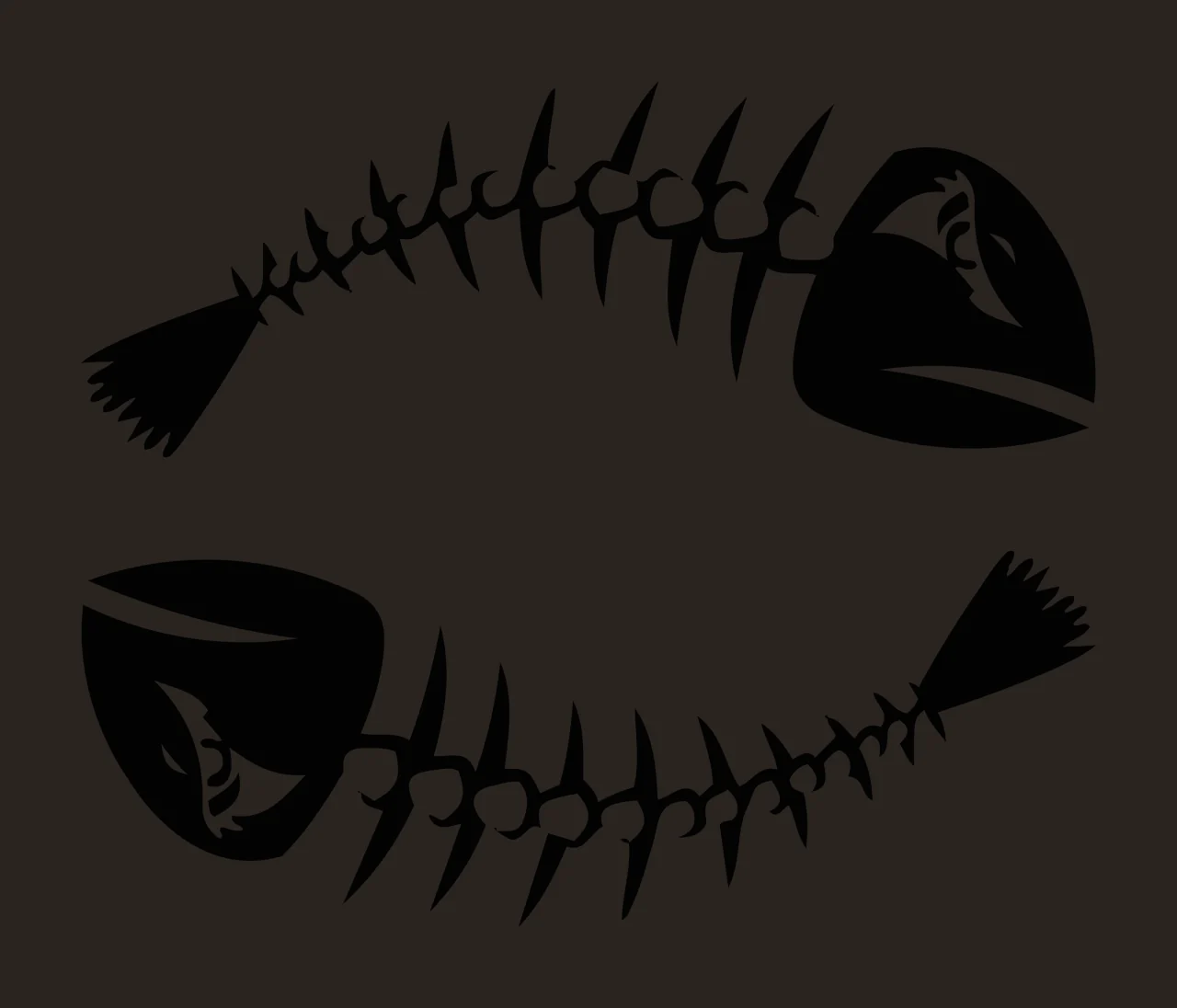 Bones Two Fish Skeletons Facing Opposite Directions curved contrast preview thumbnail