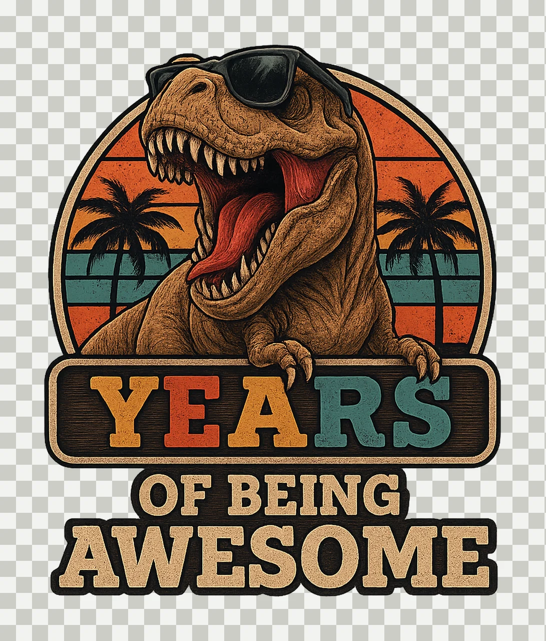 Five saurus birthday Rex dino 5th birthday boy dinosaur transparency and detail preview thumbnail