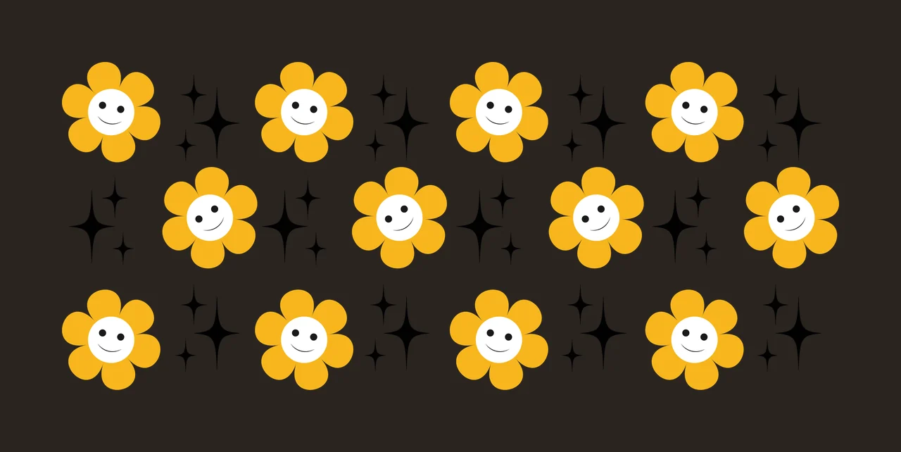 Can Glass Wrap Black Flower And Star Pattern Floral Repeat contrast preview thumbnail