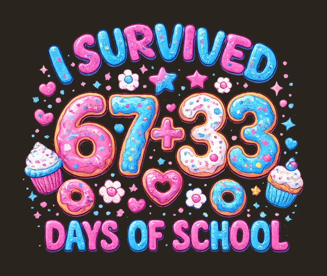 Survived 100 Days of School Survived 67 33 Days of Schoo contrast preview thumbnail