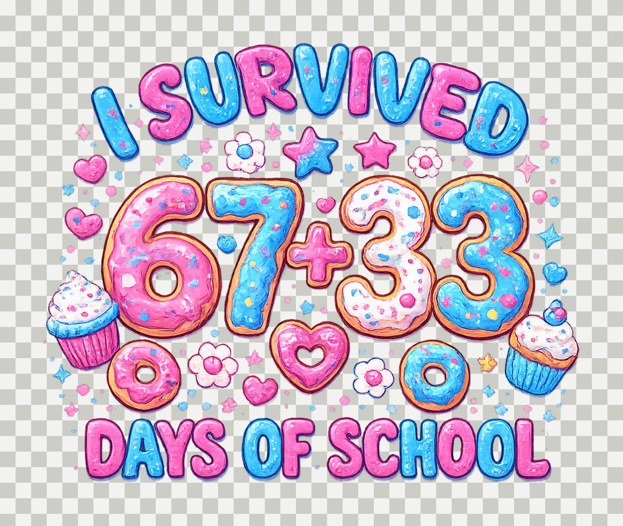 Survived 100 Days of School Survived 67 33 Days of Schoo transparency and detail preview thumbnail