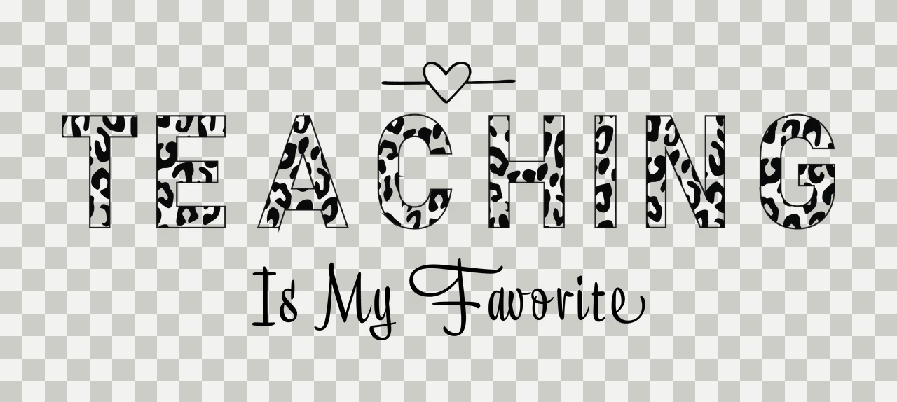 Teaching Is My Favorite Leopard Print Text display heart symbol transparency and detail preview thumbnail