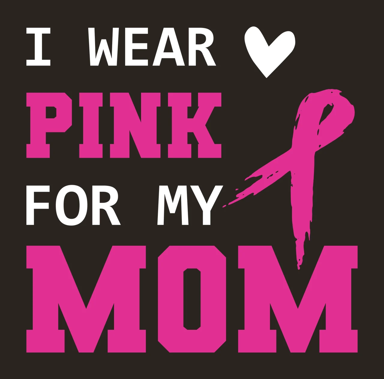 PINK MOM breast cancer awareness Design with varsity block letters and textured awareness ribbon in magenta pink and white contrast preview thumbnail