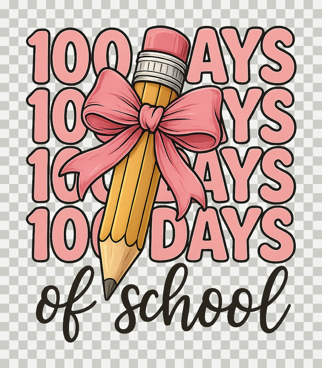 100 Days of School Coquette Bows Pink Teacher 100 Days transparency and detail preview thumbnail