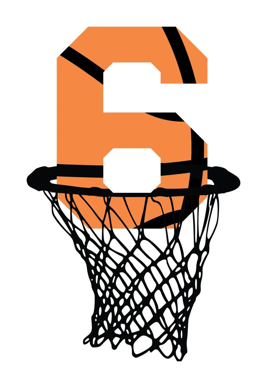 Basketball Number 6 Black Silhouette Of Six Inside hoop net