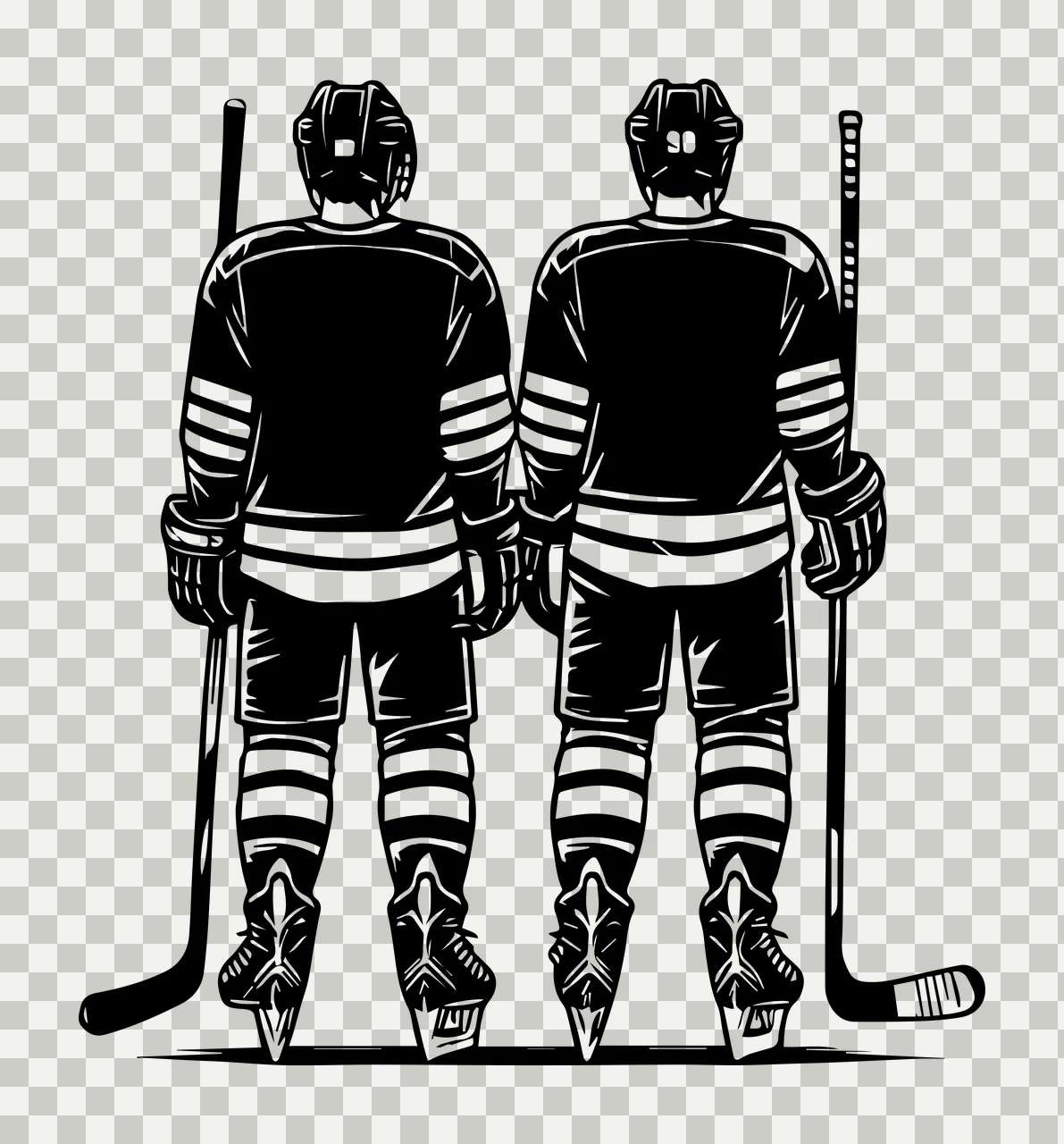 Hockey Player Two Players Facing Away people standing stick transparency and detail preview thumbnail