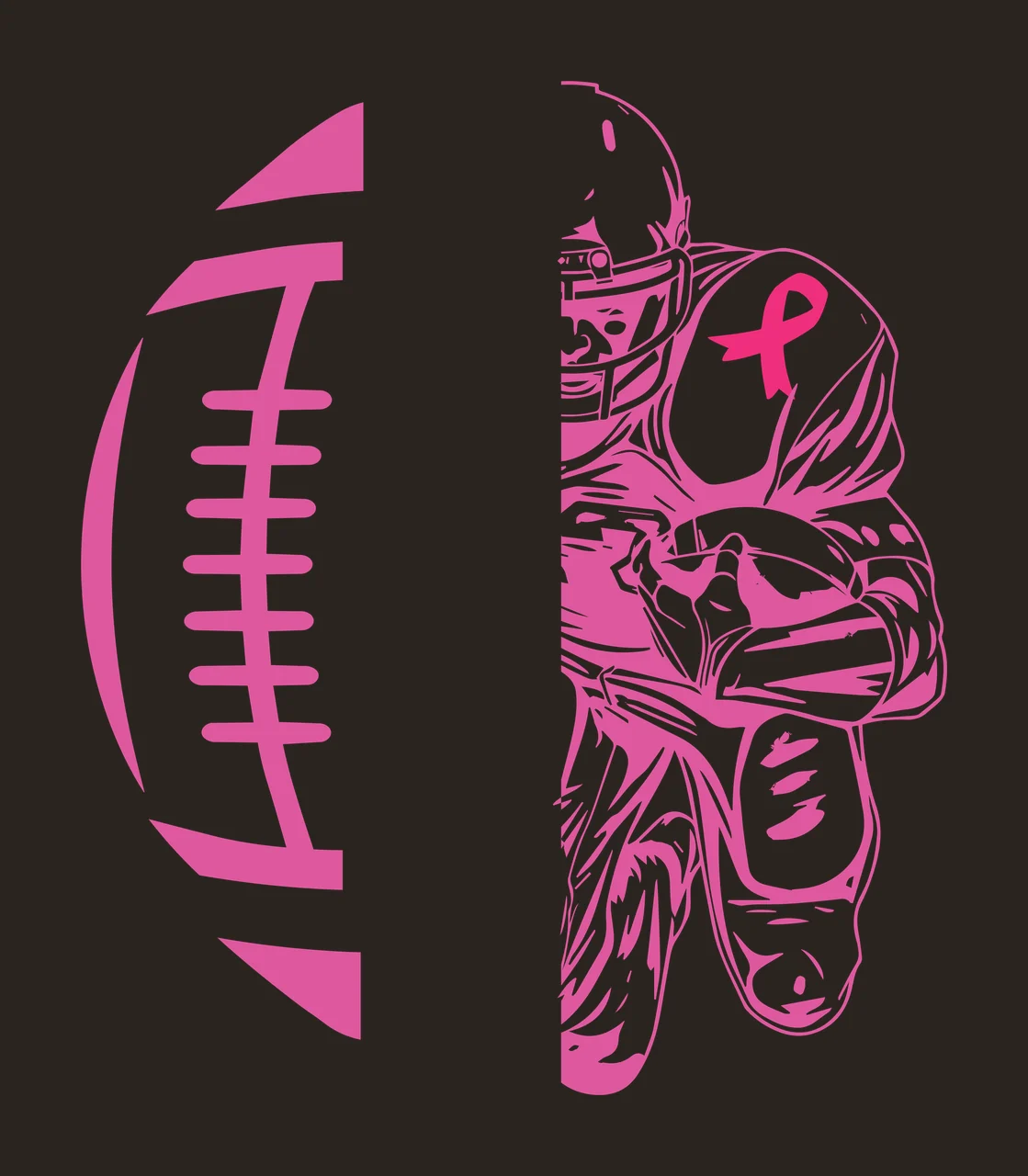 Football Player Split View With Ribbon helmet silhouette black contrast preview thumbnail