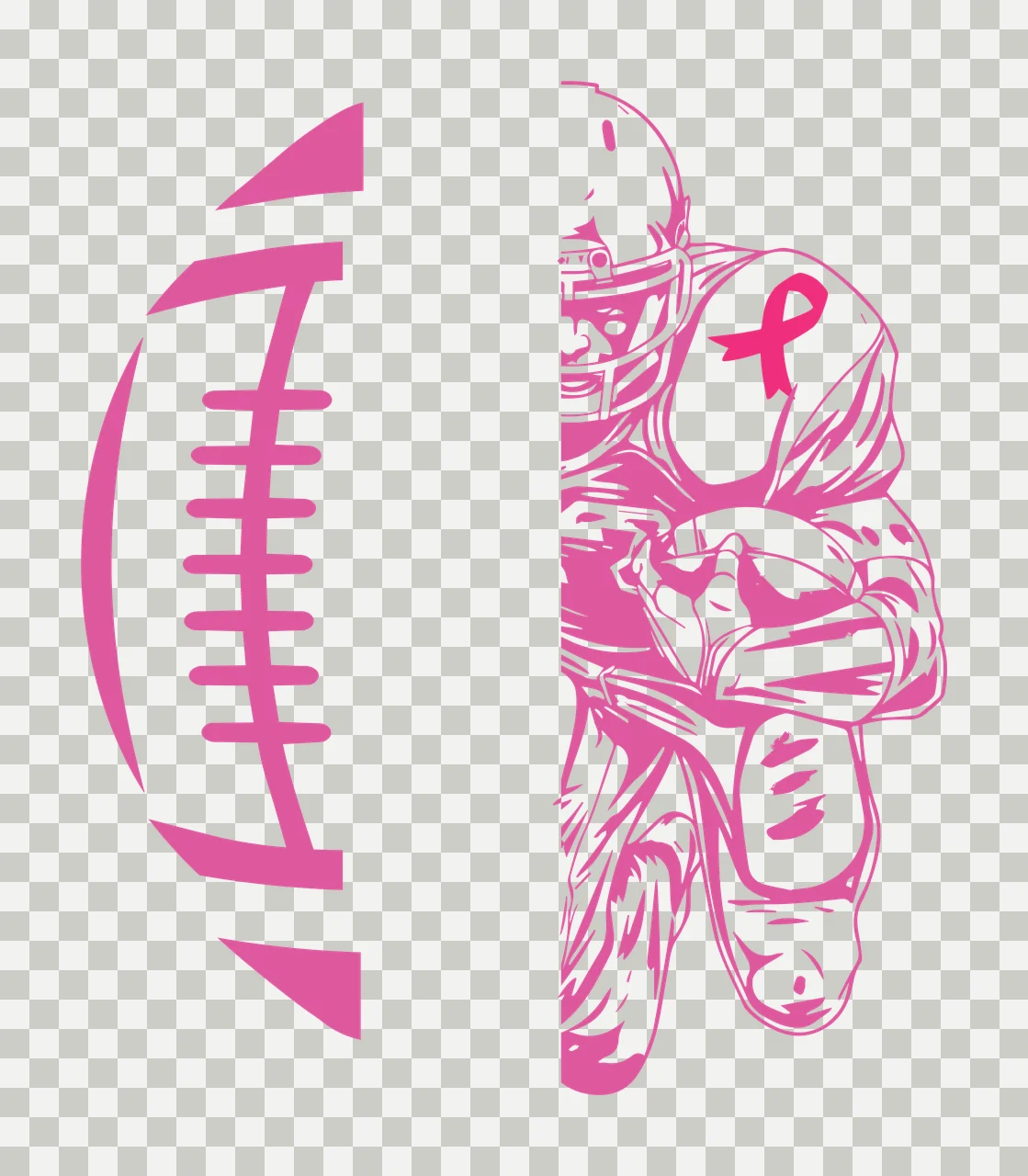 Football Player Split View With Ribbon helmet silhouette black transparency and detail preview thumbnail