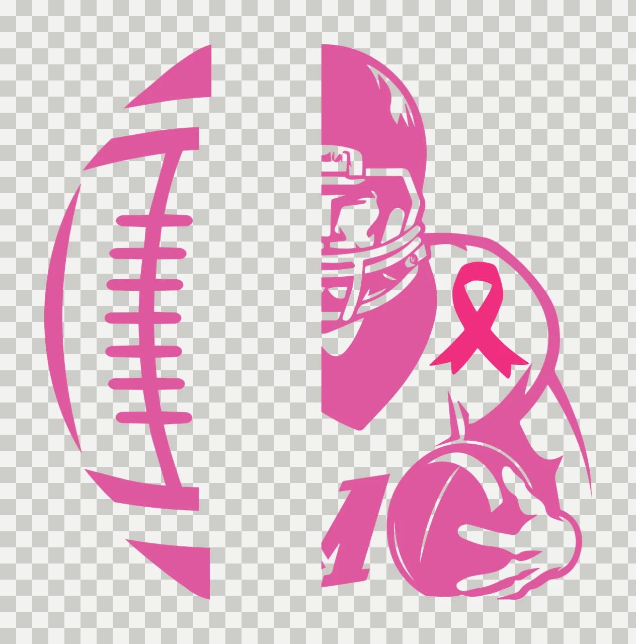 Football And Player With Ribbon holding ball helmet black plain transparency and detail preview thumbnail