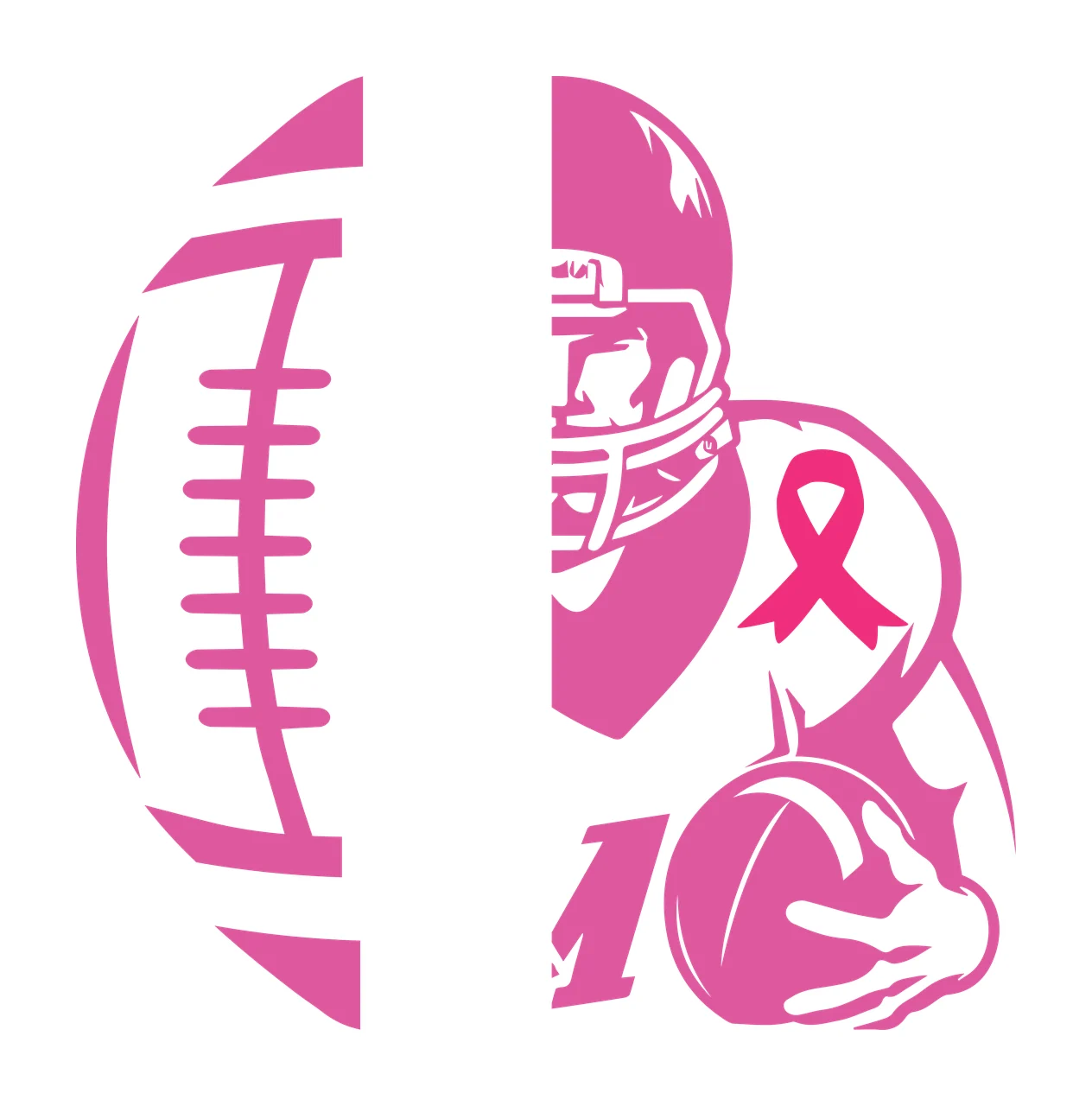 Football And Player With Ribbon holding ball helmet black plain