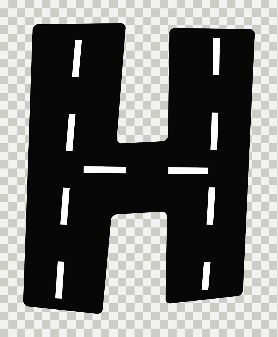 Can Glass Wrap Letter H Road Markings transparency and detail preview thumbnail