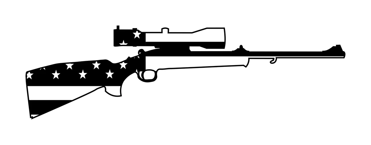 Black Silhouette Of A Scoped Rifle scope stars horizontal stripes