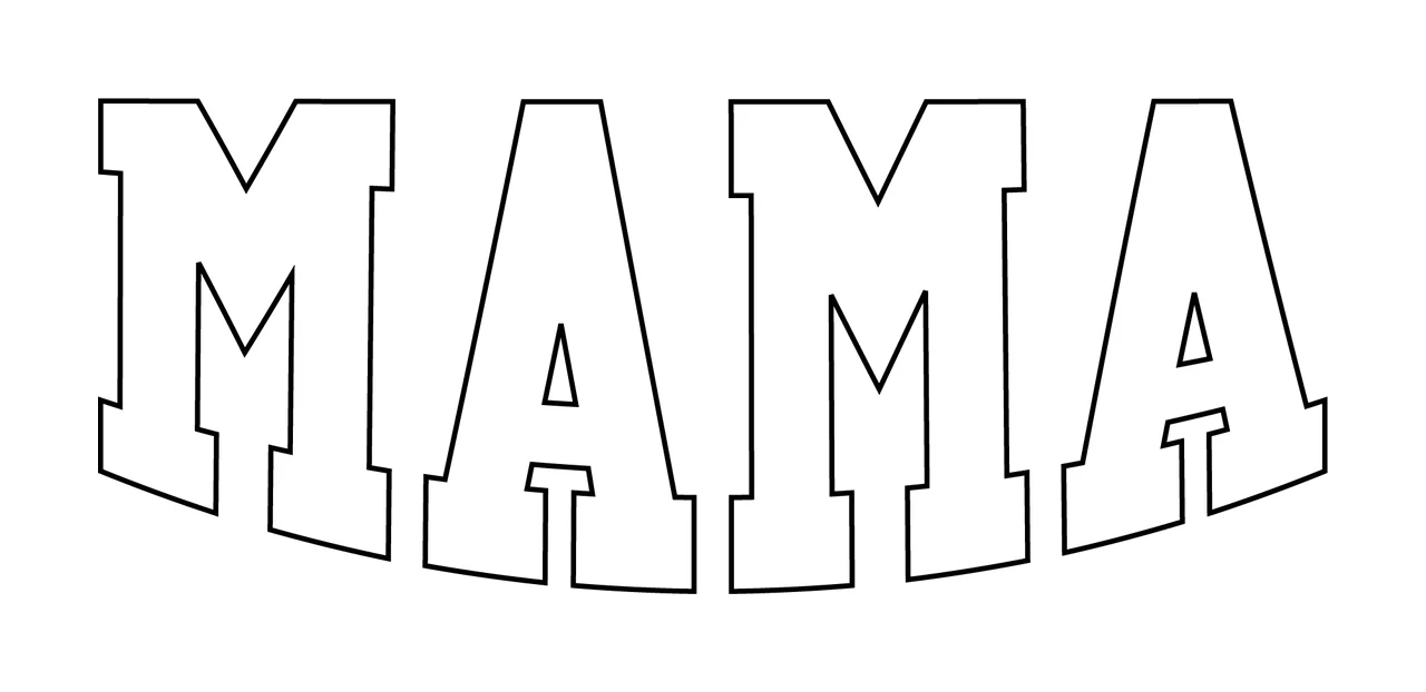 Mama Upward Curved Outline Typography