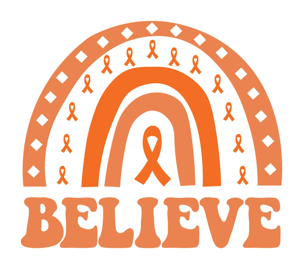 Multiple Awareness Believe Ribbon Arch Supportive Text Graphic arching