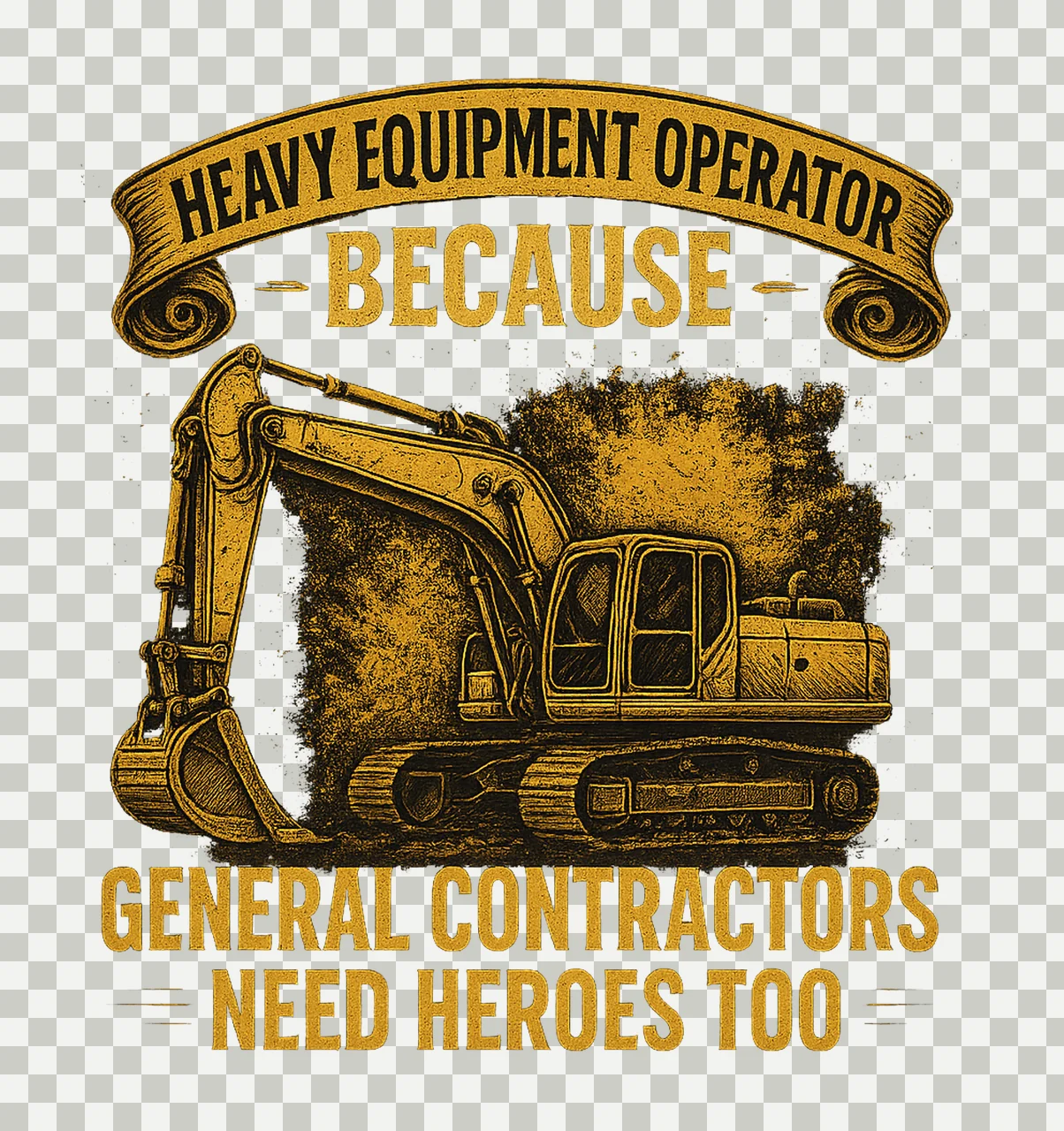 Heavy Equipment Operator Construction Hero Design Retro transparency and detail preview thumbnail