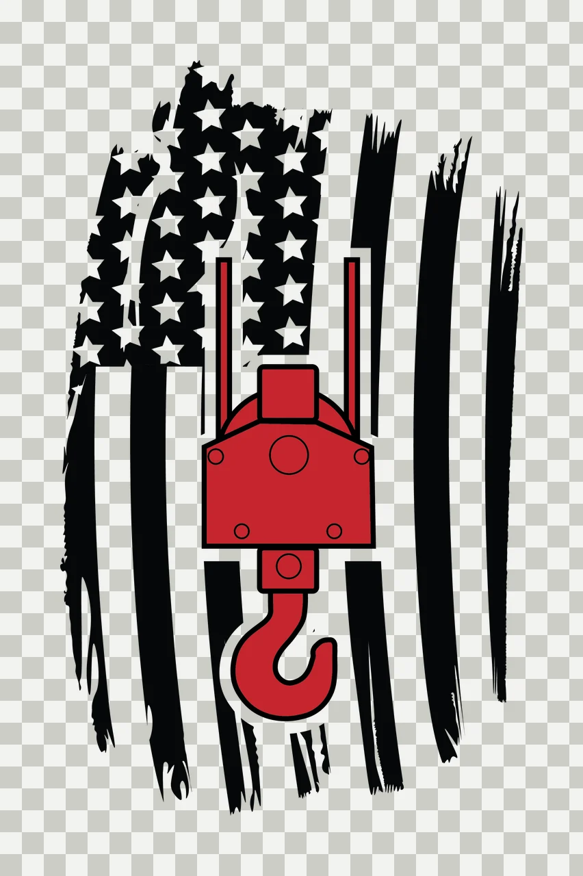 Crane Flag Hook On American Background stars stripes silhouette transparency and detail preview thumbnail