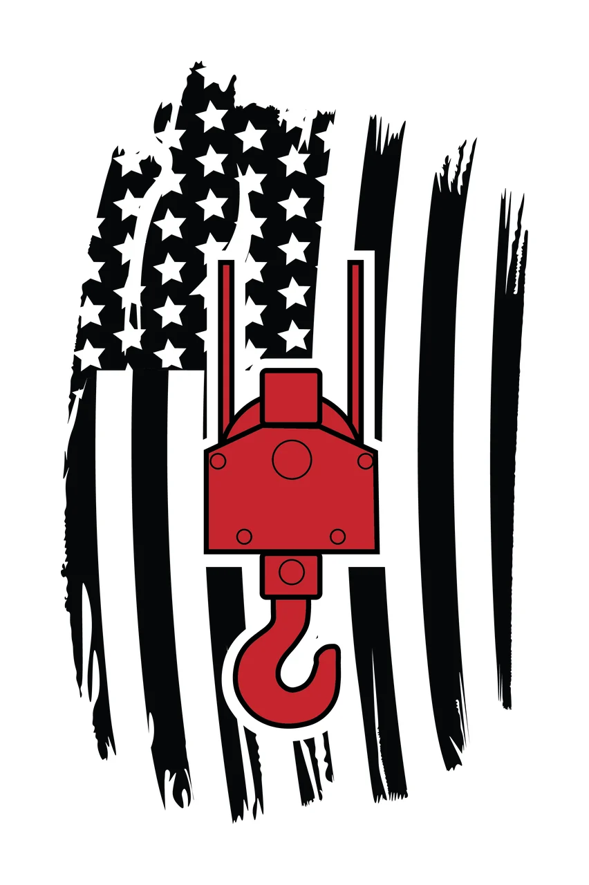Crane Flag Hook On American Background stars stripes silhouette