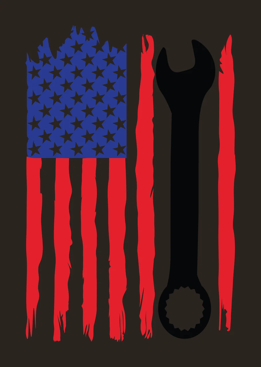 Flag A Vertical Wrench Silhouette Beside Distressed Variation contrast preview thumbnail