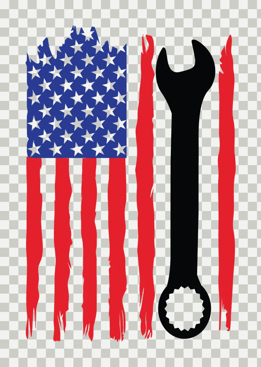 Flag A Vertical Wrench Silhouette Beside Distressed Variation transparency and detail preview thumbnail