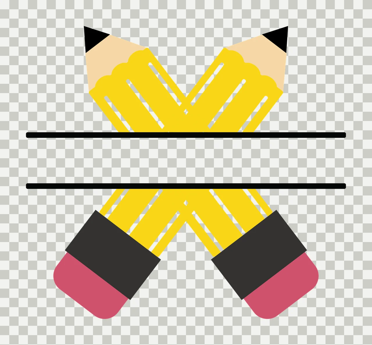Pencils With Two And Split Bar erasers crossed monogram transparency and detail preview thumbnail