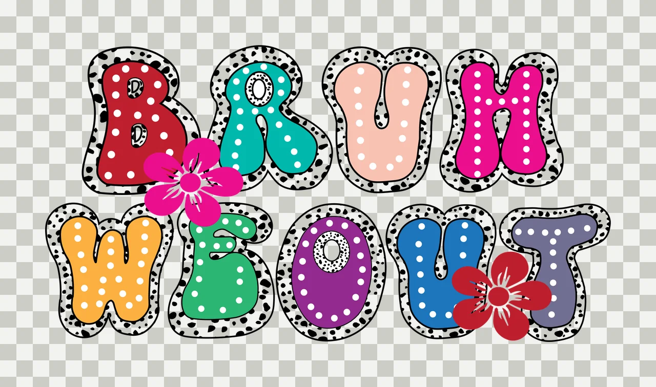 Bruh We Out Text Graphic with flowers decorating flower black transparency and detail preview thumbnail