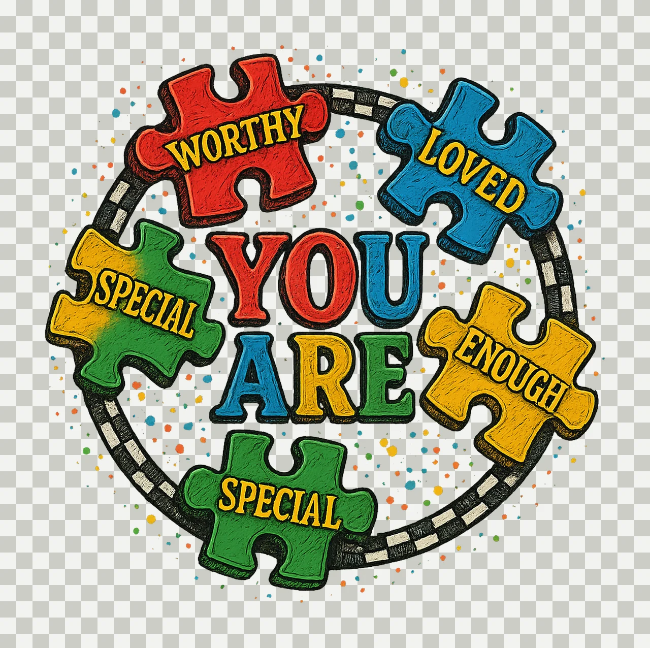 You Are Unique Chosen Loved Valued Treasured Autism transparency and detail preview thumbnail